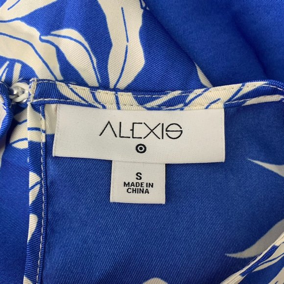 Alexis for Target Mini Dress S Blue White Floral Rope Belt Keyhole - Picture 6 of 6